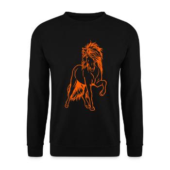 Iceland stallion in orange - Unisex Sweatshirt - black - Front - Alina (178cm) & Michal (187cm)