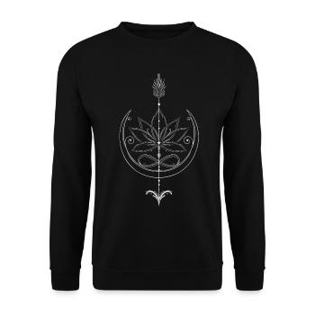 Lotus Lotusblume Yoga Pfeil - Unisex Pullover - Schwarz - Vorne - Alina (178cm) & Michal (187cm)