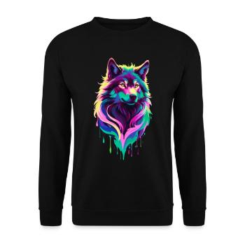 Colorful Wolf Graffiti Wolf Head - Unisex Sweatshirt - black - Front - Alina (178cm) & Michal (187cm)