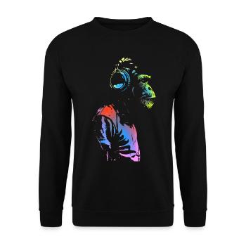Singe avec des écouteurs 🎧 - Sweat-shirt Unisexe - noir - Devant - Alina (178cm) & Michal (187cm)