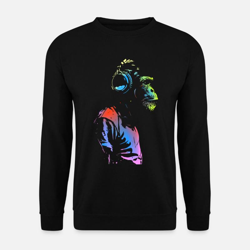 Affe mit Kopfhörern 🎧 - Unisex Pullover - Schwarz