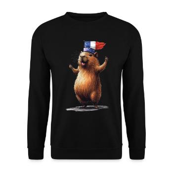 Wasserschwein - Unisex Pullover - Schwarz - Vorne - Alina (178cm) & Michal (187cm)