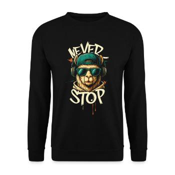Llama DJ Never Stop - Unisex Pullover - Schwarz - Vorne - Alina (178cm) & Michal (187cm)