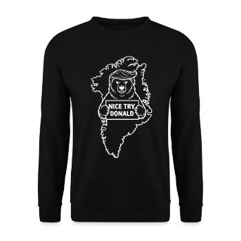 Grönland: Netter Versuch, Donald - Unisex Pullover - Schwarz - Vorne - Alina (178cm) & Michal (187cm)