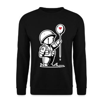 Liebevolle winzige Soldatenballon - Unisex Pullover - Schwarz - Vorne - Alina (178cm) & Michal (187cm)