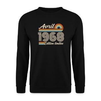  Avril 1968 anniversaire rétro 1968 April 1968 - Sweat-shirt Unisexe - noir - Devant - Alina (178cm) & Michal (187cm)
