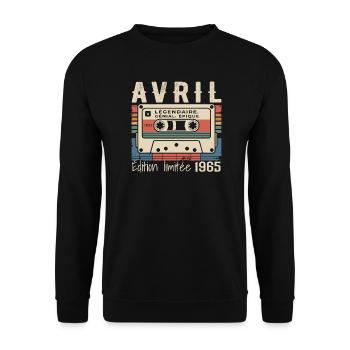 avril 1965 April 1965  - Sweat-shirt Unisexe - noir - Devant - Alina (178cm) & Michal (187cm)