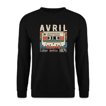 avril 1971 April 1971  - Sweat-shirt Unisexe - noir - Devant - Alina (178cm) & Michal (187cm)