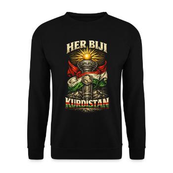 Her Biji Kurdistan Kurde Kurden - Unisex Pullover - Schwarz - Vorne - Alina (178cm) & Michal (187cm)