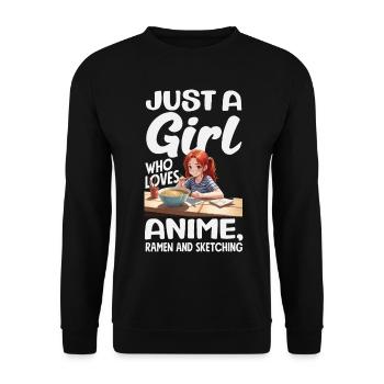 Girl Loves Anime Ramen And Drawing - Unisex Sweatshirt - black - Front - Alina (178cm) & Michal (187cm)