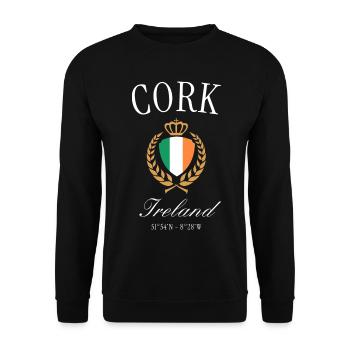 Couronne d’armoiries d’Irlande de Cork – Souvenir de voyage - Sweat-shirt Unisexe - noir - Devant - Alina (178cm) & Michal (187cm)