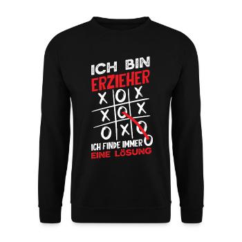 Erzieher Finde Immer Eine Lösung Kita Spruch - Unisex Pullover - Schwarz - Vorne - Alina (178cm) & Michal (187cm)