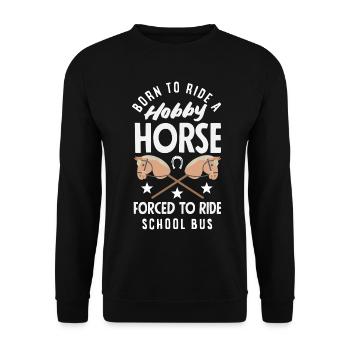 Hobby Horse School Bus Reiten - Unisex Pullover - Schwarz - Vorne - Alina (178cm) & Michal (187cm)