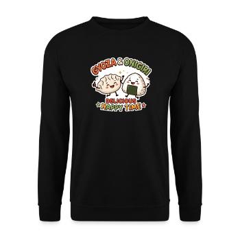 Gyoza & Onigiri süßes Duo - Unisex Pullover - Schwarz - Vorne - Alina (178cm) & Michal (187cm)