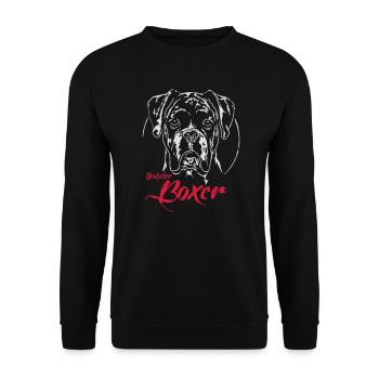 DEUTSCHER BOXER Hunde Hund Wilsigns - Unisex Pullover - Schwarz - Vorne - Alina (178cm) & Michal (187cm)