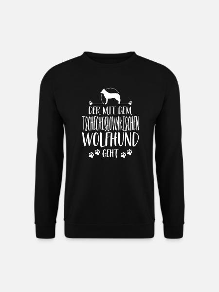 DER MIT TSCHECHOSLOWAKISCHER WOLFHUND GEHT Spruch - Unisex Pullover - Schwarz