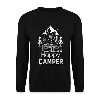 happy Camper Van camping car cadeau cool campeur - Sweat-shirt Unisexe - noir - Devant - Alina (178cm) & Michal (187cm)