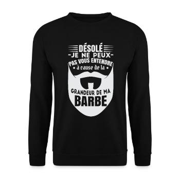 Barbu Au Grand Coeur | Père | Papa Barbu - Sweat-shirt Unisexe - noir - Devant - Alina (178cm) & Michal (187cm)