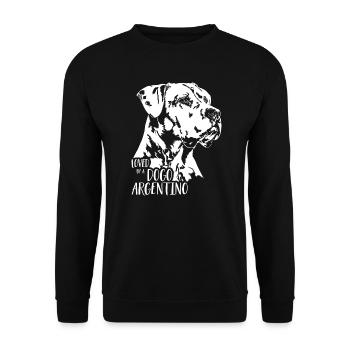 Aimé par un chien Dogo Argentino disant Wilsigns - Sweat-shirt Unisexe - noir - Devant - Alina (178cm) & Michal (187cm)