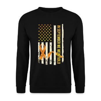 Cancer infantile En septembre, nous portons de l’or - Sweat-shirt Unisexe - noir - Devant - Alina (178cm) & Michal (187cm)