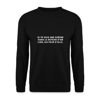 proverbe, citation, dicton - Sweat-shirt Unisexe - noir - Devant - Alina (178cm) & Michal (187cm)