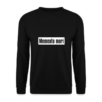 Memento Mori I Geschenkidee Sterblichkeit Zitat - Unisex Pullover - Schwarz - Vorne - Alina (178cm) & Michal (187cm)