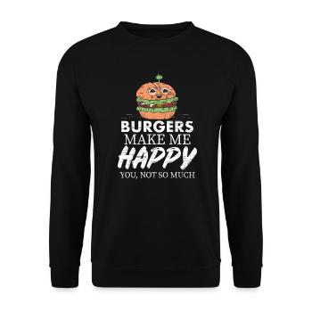 Les hamburgers me rendent heureux - Sweat-shirt Unisexe - noir - Devant - Alina (178cm) & Michal (187cm)