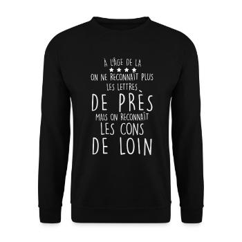 L'âge de la retraite humour papy mamie - Sweat-shirt Unisexe - noir - Devant - Alina (178cm) & Michal (187cm)