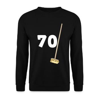 Anniversaire 70 Balais Cadeau Papy Mamie - Sweat-shirt Unisexe - noir - Devant - Alina (178cm) & Michal (187cm)