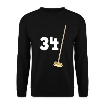 34 balais Cadeau Humour Anniversaire - Sweat-shirt Unisexe - noir - Devant - Alina (178cm) & Michal (187cm)