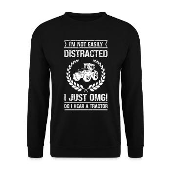 Ich bin nicht leicht abzulenken Ich höre nur einen - Unisex Pullover - Schwarz - Vorne - Alina (178cm) & Michal (187cm)