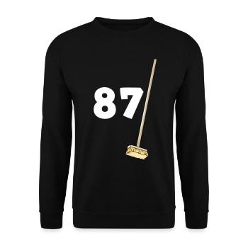 87 balais anniversaire humour papy et mamie - Sweat-shirt Unisexe - noir - Devant - Alina (178cm) & Michal (187cm)