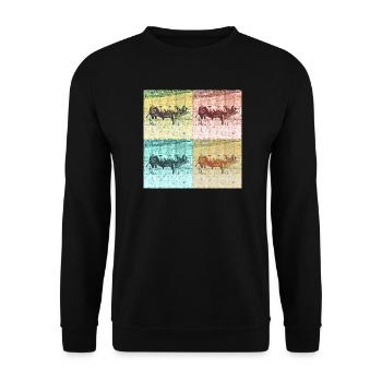 Schwarzwälder Bulle, Stier, Collage - Unisex Pullover - Schwarz - Vorne - Alina (178cm) & Michal (187cm)
