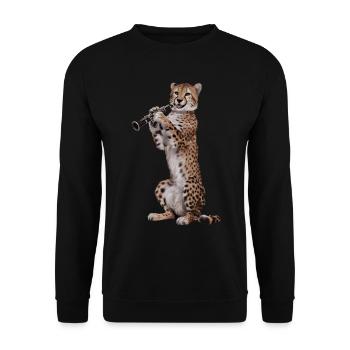Gepard Klarinette - Unisex Pullover - Schwarz - Vorne - Alina (178cm) & Michal (187cm)