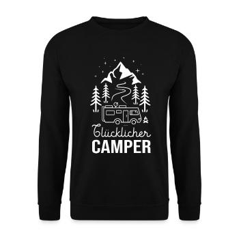 glücklicher Camper Van Life Wohnmobil Camper - Unisex Pullover - Schwarz - Vorne - Alina (178cm) & Michal (187cm)