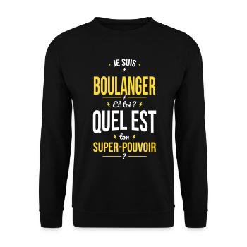 Super-pouvoir - Boulanger - Sweat-shirt Unisexe - noir - Devant - Alina (178cm) & Michal (187cm)