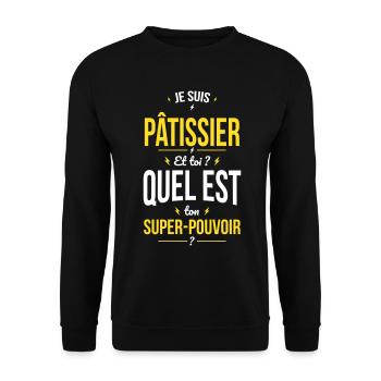 Je suis pâtissier - Super-pouvoir - Sweat-shirt Unisexe - noir - Devant - Alina (178cm) & Michal (187cm)
