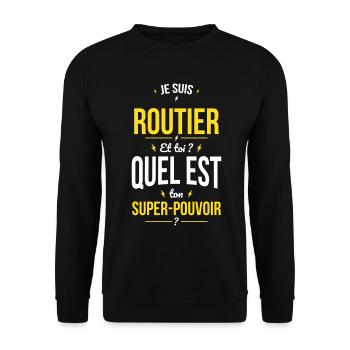 Je suis routier - Super-pouvoir - Sweat-shirt Unisexe - noir - Devant - Alina (178cm) & Michal (187cm)