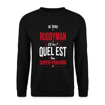 Je suis rugbyman - Super-pouvoir - Sweat-shirt Unisexe - noir - Devant - Alina (178cm) & Michal (187cm)