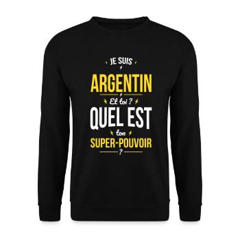 Je suis Argentin - Super-pouvoir - Cadeau Humour - Sweat-shirt Unisexe - noir - Devant - Alina (178cm) & Michal (187cm)