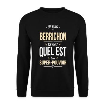 Je suis Berrichon - Super-pouvoir - Cadeau Humour - Sweat-shirt Unisexe - noir - Devant - Alina (178cm) & Michal (187cm)