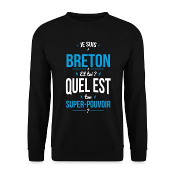 Je suis Breton - Super-pouvoir - Cadeau Humour - Sweat-shirt Unisexe - noir - Devant - Alina (178cm) & Michal (187cm)