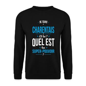 Je suis Charentais - Super-pouvoir - Cadeau Humour - Sweat-shirt Unisexe - noir - Devant - Alina (178cm) & Michal (187cm)