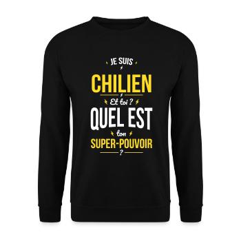 Je suis Chilien - Super-pouvoir - Cadeau Humour - Sweat-shirt Unisexe - noir - Devant - Alina (178cm) & Michal (187cm)