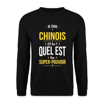 Je suis Chinois - Super-pouvoir - Cadeau Humour - Sweat-shirt Unisexe - noir - Devant - Alina (178cm) & Michal (187cm)