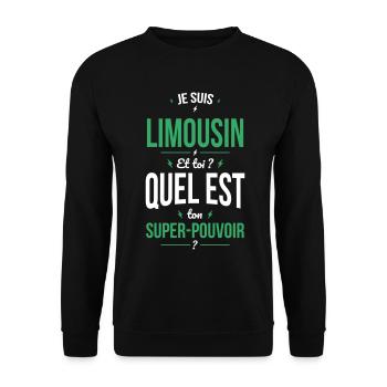 Je suis Limousin - Super-pouvoir - Cadeau Humour - Sweat-shirt Unisexe - noir - Devant - Alina (178cm) & Michal (187cm)