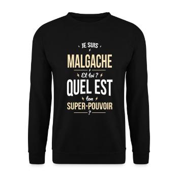 Je suis Malgache - Super-pouvoir - Cadeau Humour - Sweat-shirt Unisexe - noir - Devant - Alina (178cm) & Michal (187cm)