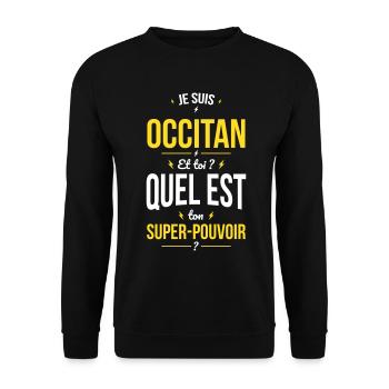 Je suis Occitan - Super-pouvoir - Cadeau Humour - Sweat-shirt Unisexe - noir - Devant - Alina (178cm) & Michal (187cm)