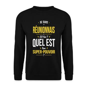 Je suis Réunionnais - Super-pouvoir - Humour - Sweat-shirt Unisexe - noir - Devant - Alina (178cm) & Michal (187cm)