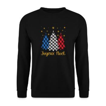 Joyeux Noël French Flag Color Merry Christmas Tree - Unisex Sweatshirt - black - Front - Alina (178cm) & Michal (187cm)